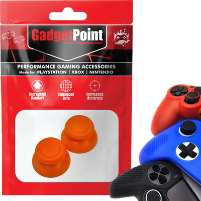 Gadgetpoint - Thumb Grips voor PlayStation, PS5, Xbox X/S, One & Switch Pro Controller - Gaming Thumbgrips - Performance Anti-Slip Thumbsticks - Bescherming Accessoires - Joy Sticks - Oranje