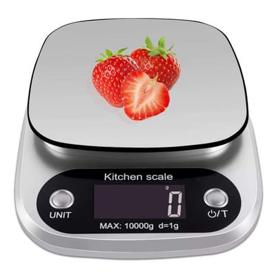 QTTVBTNA -Digitale Precisie Keukenweegschaal – Weegschaal Keuken - 1gr - 10kg – Tarra Functie - Batterij - zilver
