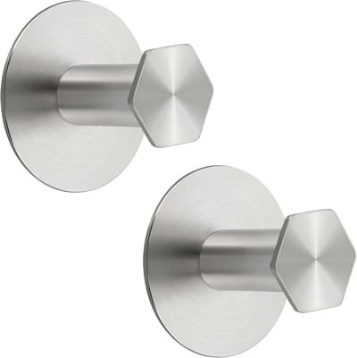 Famanu – Zelfklevende handdoekhaken set van 2 stuks, geborsteld zilver, ideaal voor badkamer en keuken