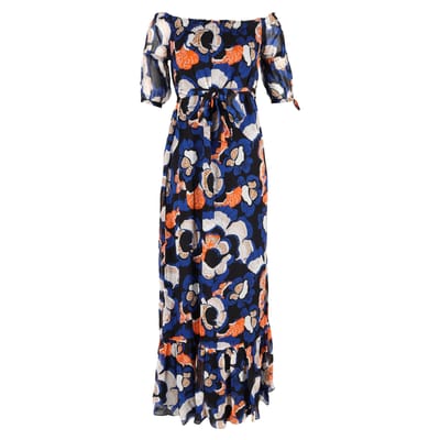 Diane Von Furstenberg Ashley Off Shoulder Jurk met Riem in Meerkleurige Viscose