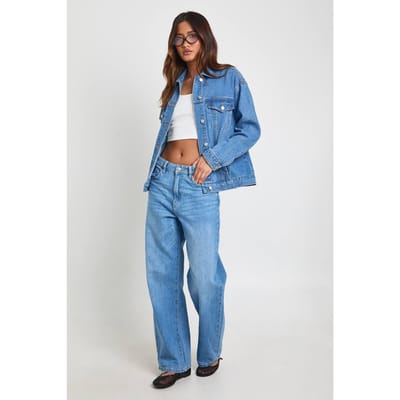 boohoo Dames Basics Hoge Taille Rechte Pijpen Jeans | Mid Wash | Maat: 6/32L