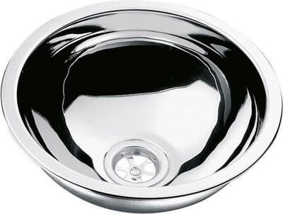 Allpa ronde RVS spoelbak 33 cm - hoogglans - met stop en afvoer