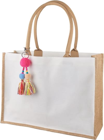 Grote Jute Shopper voor Vrouwen, Vouwbare en Waterdichte Strandtas, Ideaal voor Winkelen, Picknicken en Reizen
