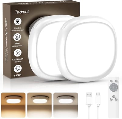 Draadloze LED Plafondlamp met Bewegingssensor - Waterdicht en Oplaadbaar voor Badkamer en Binnenruimtes