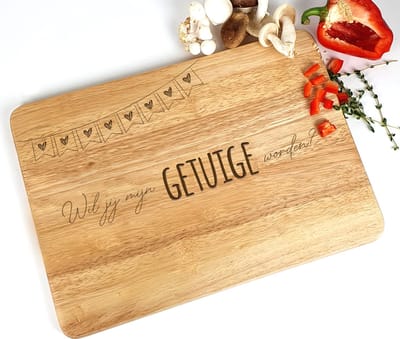 Snijplank hout - Getuige vragen - Wil je mijn getuige zijn - Getuige vragen cadeau - Getuigen vragen huwelijk - slinger - Wil jij mijn getuige zijn