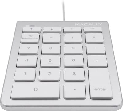 Macally UCNUMKEY22 Bedraad USB-C numeriek toetsenbord - Wit/zilverkleurig - Alleen geschikt voor Nederlandse, Brits Engelse en Amerikaans Engelse invoerbronnen