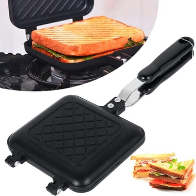 Tosti Apparaat - Broodrooster Mettostiklemmen - Sandwich Maker - Dubbelzijdige Antiaanbakbroodmaker Met Hittebestendige Handgrepen - Sandwichpers - Campingbroodrooster Voor Gasfornuis