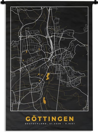 Wandkleed - Wanddoek - Goud – Duitsland – Plattegrond – Gold – Stadskaart – Kaart – Göttingen - 120x180 cm - Wandtapijt