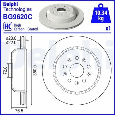 Remschijf DELPHI BG9620C, 1 stuk