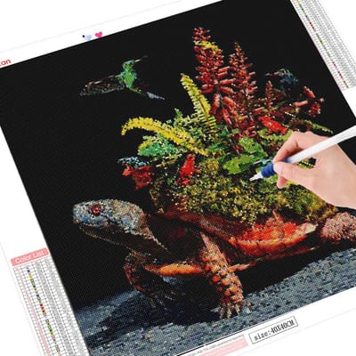 Peinture diamant Animal, broderie ronde complète, point de croix, tortue, mosaïque, faite à la main 30x30CM brown
