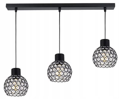Hanglamp Kristal Zwart - Industriële Stijl - E27 - 3 Lampen