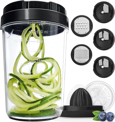Famanu – 8-in-1 mandoline en spiralizer met opvangbak, groentesnijder voor courgette, ui en kaas