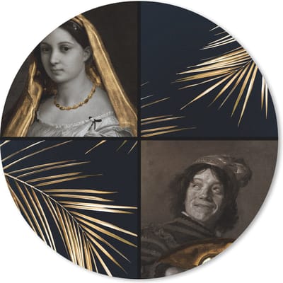 Muismat rond 20x20 cm - Mousepad Oude meesters - Collage - Zwart - Wit - Ronde muismatten