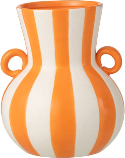 J-Line vaas Gestreept - keramiek - oranje/wit