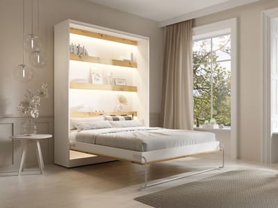 Vente-unique Bedkast hout natuurlijk licht, wit 160 x 200 cm