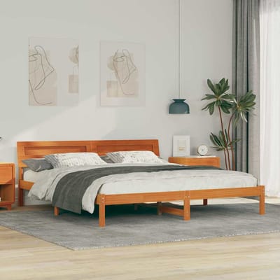 vidaXL - Bedframe - Wasbruin - 180 - x - 200 - cm - Massief - grenenhout