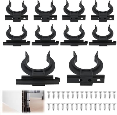10 Stuks Zwarte Plastic Kickboard Clips voor Keuken Plinten met 2 Soorten Bevestigingsmaterialen, Inclusief 30 M3 x 20 Schroeven, Stevige Verstelbare Clips voor Meubels en Bedden