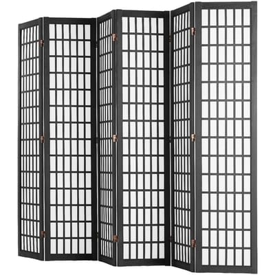 Kamerverdeler Japanse Wandverdeler 4 Panelen voor Ruimtescheiding (Zwart)