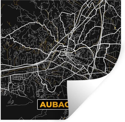 Muurstickers - Sticker Folie - Frankrijk - Stadskaart - Aubagne - Plattegrond - Kaart - 100x100 cm - Plakfolie - Muurstickers Kinderkamer - Zelfklevend Behang XXL - Zelfklevend behangpapier - Stickerfolie