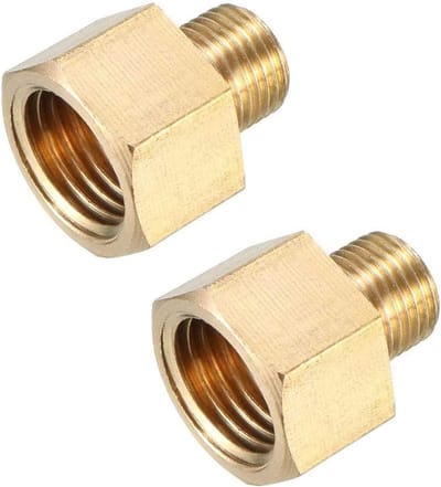 2 Stuks Messing Draad Fitting 1/8 PT Mannelijk x 1/4 PT Vrouwelijk Koppeling, Hex Nippel Adapter voor Slangen en Pijpen Verbindingen