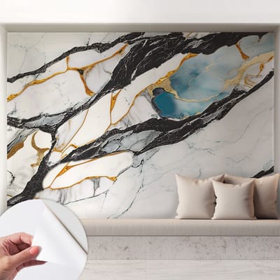 Coloray Zelfklevend Behang - Elegant marmer Stickerbehang op rol - 208x146 cm - Wit Zelfklevend Behang - Voor de woonkamer, voor het kantoor, voor de slaapkamer - Herpositioneerbaar - Zelfklevend fotobehang
