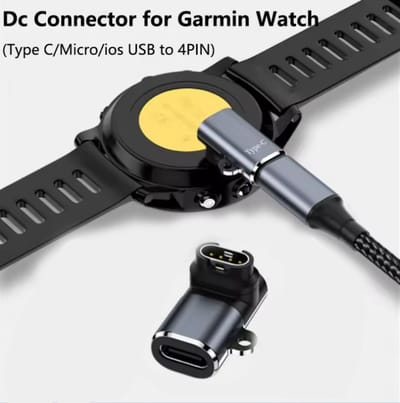 USB-C naar 4-Pin Oplaadadapter Geschikt voor Garmin – Laadconverter voor Fenix 7 / 6 / 5 / 7X / 6X / 5X & Venu 2 Plus – Type-C Aansluiting