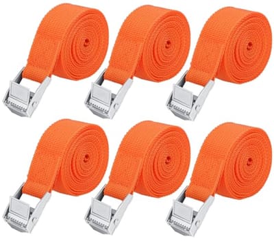 Verstelbare sjorbanden 6 stuks - 1 m, roestvrije bevestigingsriemen voor transport, camping en bagage