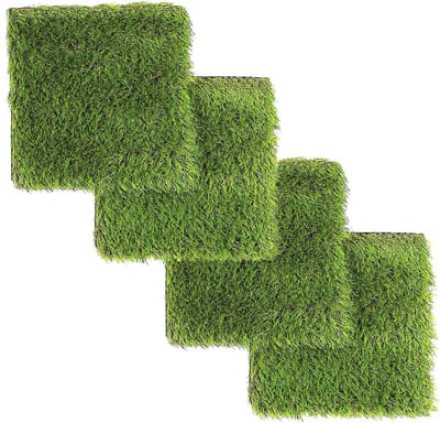 Kunstgras vierkant - Kleine grasmat - Binnen en buiten - Met afvoer - 31x31 cm - Groen bruin