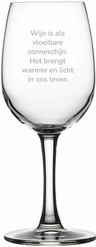 Gegraveerde witte wijnglas 26cl Wijn is als vloeibare zonneschijn