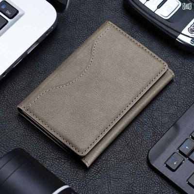Pasjeshouder Portemonnee - Geschikt voor iPhone 12/13/14/15/16/17 (Mini/Pro/Max/Plus/Air) – Opvouwbare leren kaartsleuven - Geschikt voor MagSafe Hoesjes - Khaki