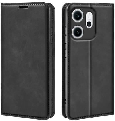 MobyDefend Hoesje - Geschikt voor Oppo Reno14 F / Oppo Reno14 FS - Luxe Wallet Bookcase (Magnetische Sluiting) - Zwart