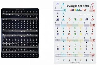 Piano Toetsenbord Stickers - Noten Labels - Muziek Leren - Vet Grote Letters - 88 Toetsen - Kleurrijk Transparant