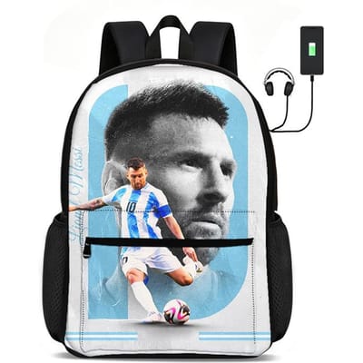 Voetbalster Rugzak M-Messi Rugzak Leren, Reizen Schooltassen Grote Capaciteit Tassen Voetbal Sport Student Rugzak