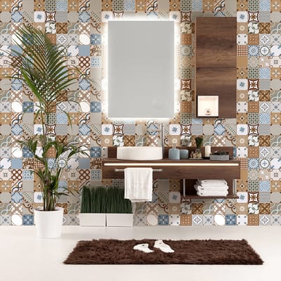 Zelfklevende tegelmuurstickers voor keuken en badkamer - 60 tegelstickers, Azulejos Macarena-stijl - 60 stickers, 20x20 cm