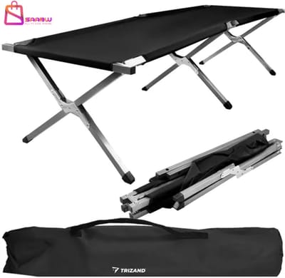 Opvouwbaar Campingbed / Veldbed met Draagtas – veldbedden 1 persoon – Sterk & Comfortabel – Veldbed – Max. 110 kg – Zwart – Kampeerbed - 49058