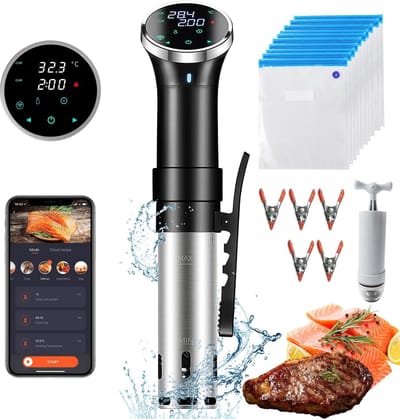 Sous Vide Machine - Wateroven Kookapparaat - Precisie Koken - App Bediening - 1100 Watt - Zwart