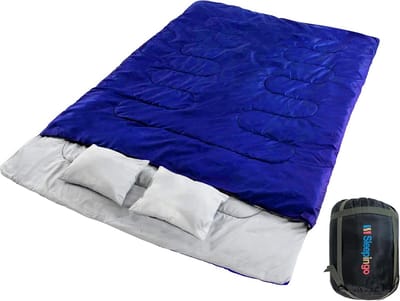 Dubbele Slaapzak - Tweepersoons Slaapzak - Kamperen en Backpacken - Waterdicht en Veelzijdig - Queensize - Blauw