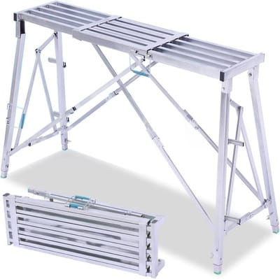 Steigerplatform Opvouwbaar - Werkbank Ladder - Huishoudelijk Werk - 5-Versnellingen Verstelbaar - 400 kg Draagkracht - Metaal