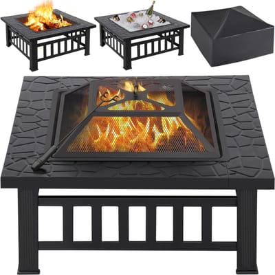 Core® Vuurkorf Met Vonkenscherm - Vuurkorf - Vuurhaard – Zwart - 82cm x 82cm x 37cm