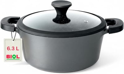 Grote Aluminium Kookpan 6 Liter met Antiaanbaklaag en Glazen Deksel | Geschikt voor Inductie