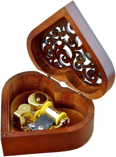 Muziekdoss - Hand Aangedreven - Hout - Retro Houten Muziekdoosje Muziek Doos Cadeau - Mini - Hart Vorm - Muziek - Houten Modelbouw - Geschikt Voor Als Kerst-, Verjaardags- En Valentijnsdagcadeau