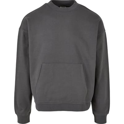 Urban Classics Boxy Pocket Crew Sweatshirts grijs M - Katoen - Urban Fashion