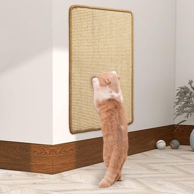 Krabmat voor katten - Sisalmateriaal - 60x40cm - Inclusief klittenband voor eenvoudige bevestiging - Beige - Krabmat voor binnen voor katten en kittens - Voorkomt krabben en verharen