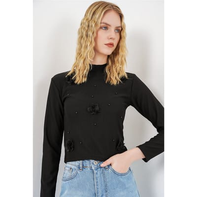 3D Bloemenprint Langemouwen Blouse
