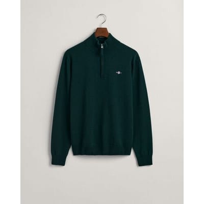 Gant Halfzip Wol Trui Logo Groen - Maat L - Heren - Quarter zip