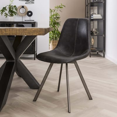 Set van 4 Industriële Eetkamerstoelen Benjie Kunstleer - Zonder Armleuningen Cognac