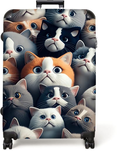 NoBoringSuitcases.com® - Koffer groot - Reiskoffer lichtgewicht - Kat - Dieren - Poes - Grijs - Patronen - Kind - Rolkoffer met 4 wielen - Grote trolley XL - 98 liter bagage