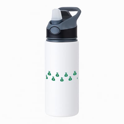 Hacebo® - Geld zakken waterfles met rietje zwart - Geld - iemand die van geld houdt - cadeau voor iemand die houdt van geld - verjaardagscadeau - gift - geschenk - water fles - 650ML