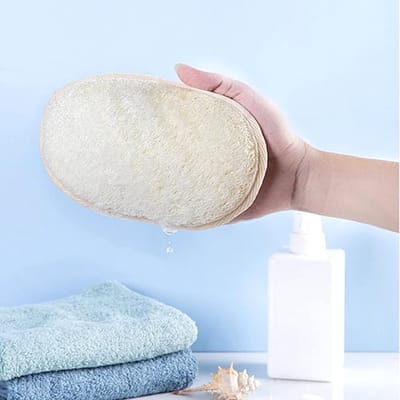 Karma 2 stuks natuurlijke loofah-spons, natuurlijke loofah lichaamsborstel, peelingspons, diepe reiniging van de huid, lichaam voor bad SPA-douche