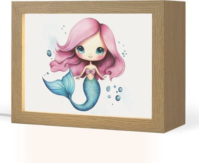 Nachtlampje 20x15 cm - Kinder lampje - Zeemeermin - Roze - Luchtbellen - Tafellamp kinderkamer - Slaapkamer lamp - Bedlamp kinderen - Kinderlampje stopcontact - Wandlamp babykamer - Nachtlampjes